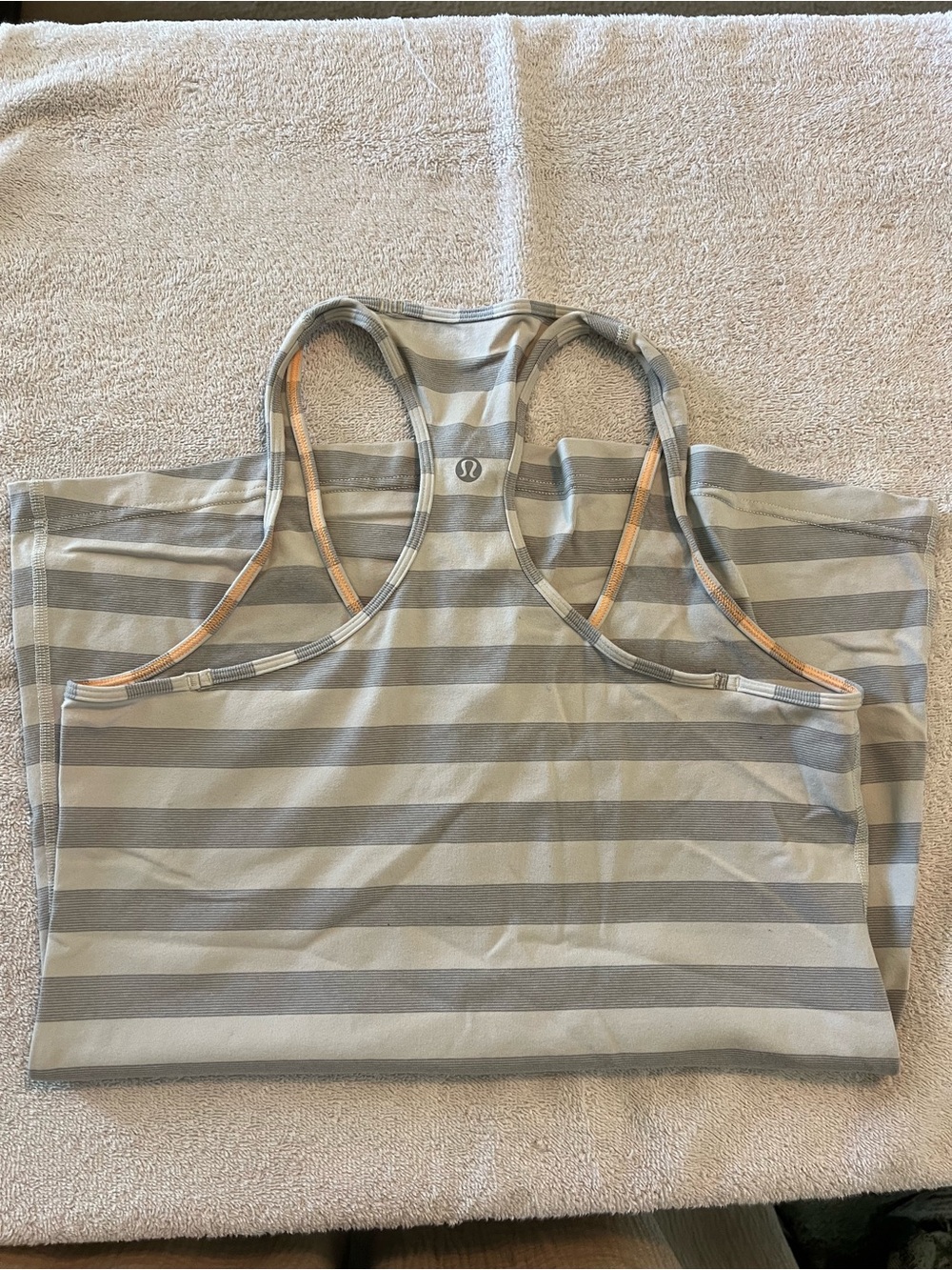 Lululemon Striped Racerback Tank - Gray & Cream